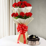 2 Layer Carnation Bouquet & Chocolate Cake1