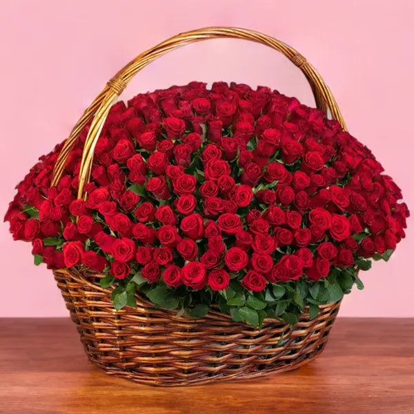 Basket Of 100 Red Roses