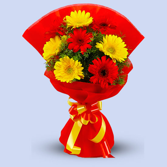 Beautiful Yellow & Red Gerbera Bouquet1