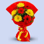 Beautiful Yellow & Red Gerbera Bouquet1