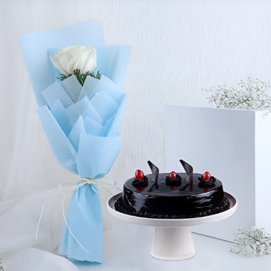 Rose Bouquet & Truffle Cake