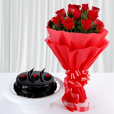 Truffle Cake With Red Rose
