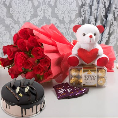 Chocolate Teddy Love Bouquet Combo