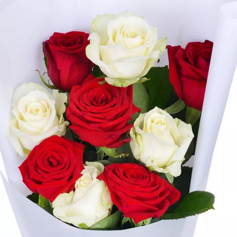 Premium Red & White Roses Bouquet
