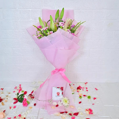 Happy Timeless Carnation & Lily Bouquet