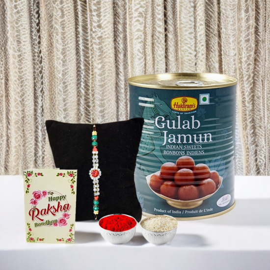 Single Rakhi For Brother with Gulab Jamun (1kg)