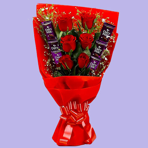 Dairy Milk Chocolate With Red Rose