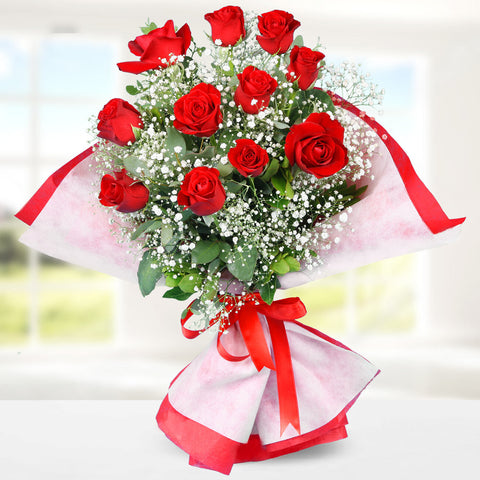 11 Crimson Charm Red Rose Bouquet