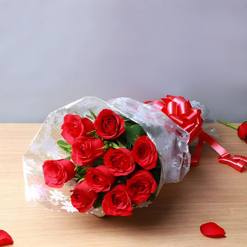 Rosy Ray - 12 Red Roses Bouquet By Florahut