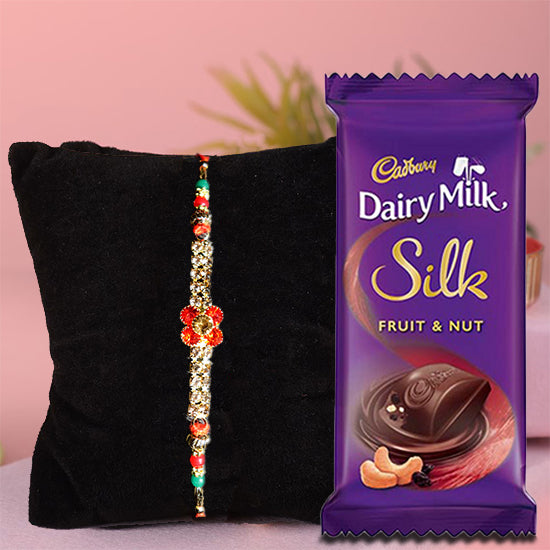 Flower Rakhi with Cadbury Dairy Milk Silk Chocolate