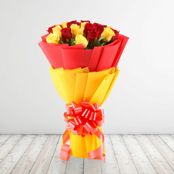 Charming Red & Yellow Roses Bouquet