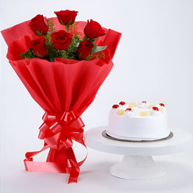 Red Rose & Pineapple Cake