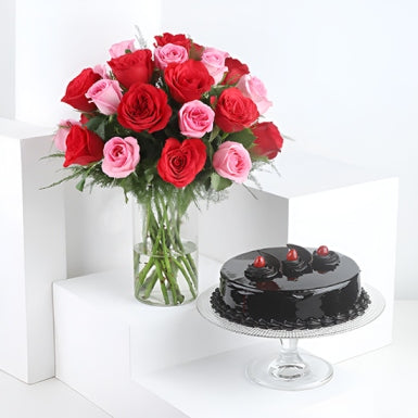 Mix Rose With Truffle cake