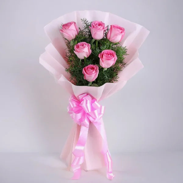 Classic 6 Pink Rose Bouquet