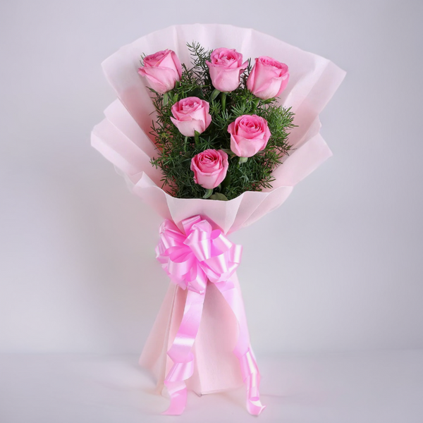 Classic 6 Pink Rose Bouquet