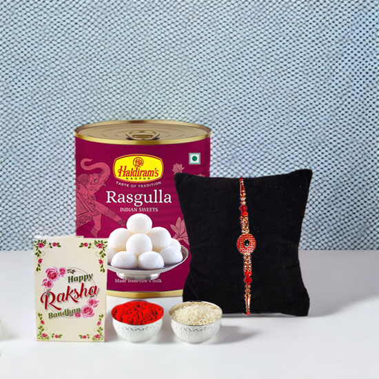 Rakhi Celebration Hamper with Haldiram's Rasgullas