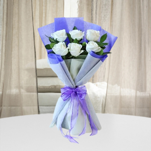 6 White Roses Design Angelic Beauty - 6 White Roses Bouquet– Florahut